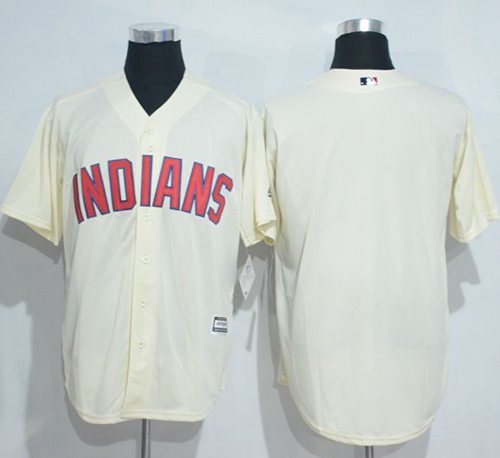 Indians Blank Cream New Cool Base Stitched MLB Jersey - Click Image to Close